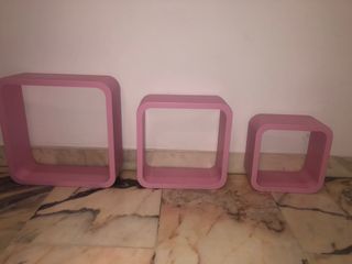Estanterías Cuadradas Rosas (Set de 3)