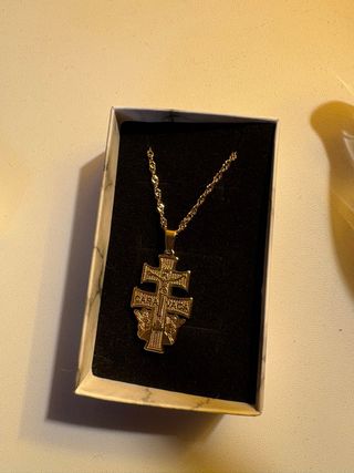 Cadena Acero Cruz Caravaca Dorada