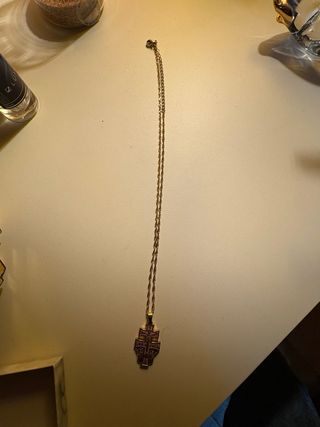 Cadena Acero Cruz Caravaca Dorada