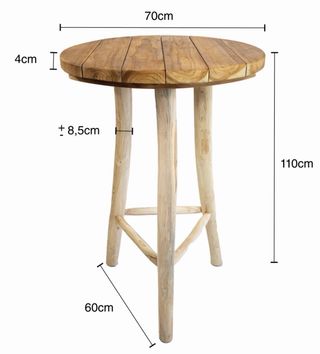 Mesa alta redonda de madera