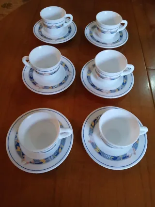Juego 6 tazas de café de porcelana