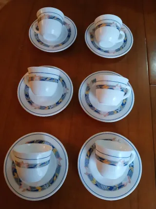 Juego 6 tazas de café de porcelana