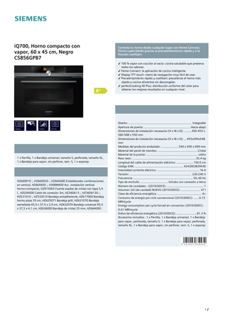 Horno Compacto con vapor Siemens CS856GPB7