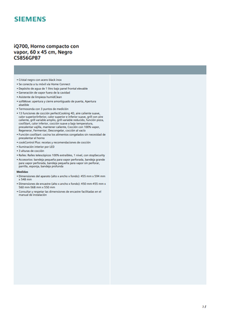Horno Compacto con vapor Siemens CS856GPB7