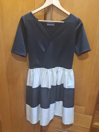 Vestido ceremonia MARIA DE CANO negro/blanco