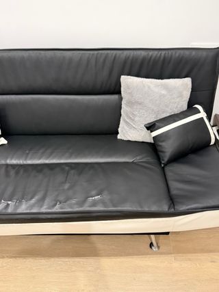 Sofá Cama Negro y Blanco Piel Sintética GRATIS