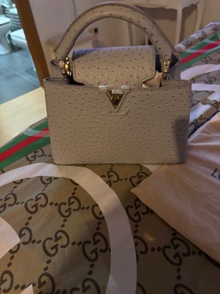 Bolso  Gris Ostrich piel