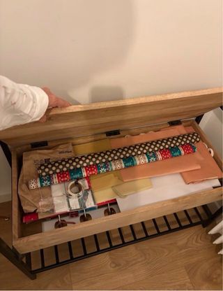 Banco recibidor madera y metal