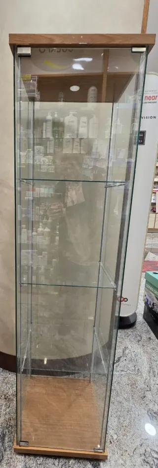 Vitrina Cristal 360° y madera