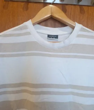 Camiseta Rayas Beige Relaxed Fit Talla M (Ancha)