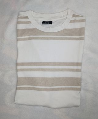 Camiseta Rayas Beige Relaxed Fit Talla M (Ancha)