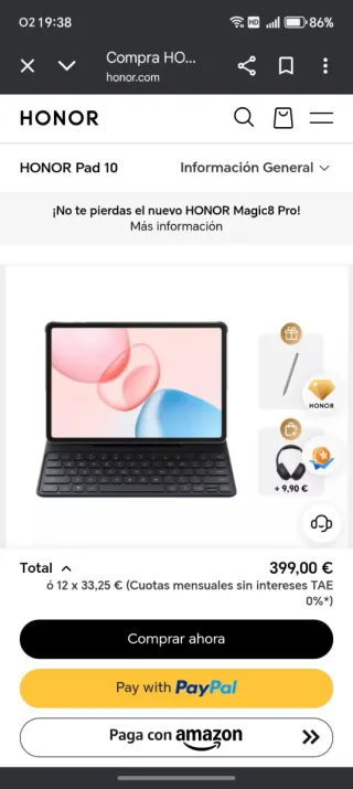 Honor Pad 10 con Teclado Bluetooth (UK)