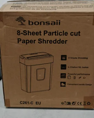 Trituradora de papel 8 hojas corte cruzado