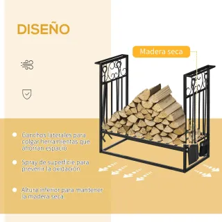 Estante Leña Chimenea 75x30x60 cm