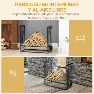 Estante Leña Chimenea 75x30x60 cm