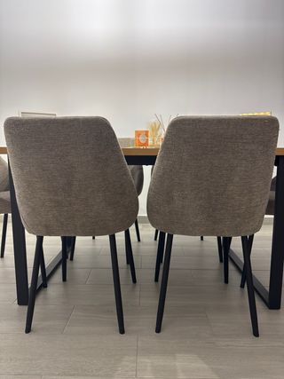 Juego de 6 sillas de comedor beige