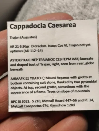 Moneda Romana Didracma Trajano Capadocia