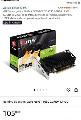 MSI Tarjeta Gráfica NVIDIA GeForce GT 1030