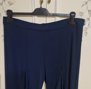 Pantaloni donna blu con volant