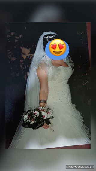 Traje de Novia con Velo y Cancán