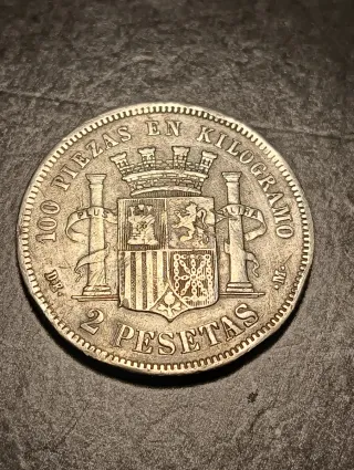 Moneda 2 Pesetas Plata 1870*74