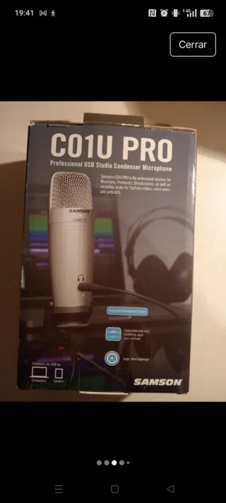 Micrófono Samson C01U PRO USB Condensador