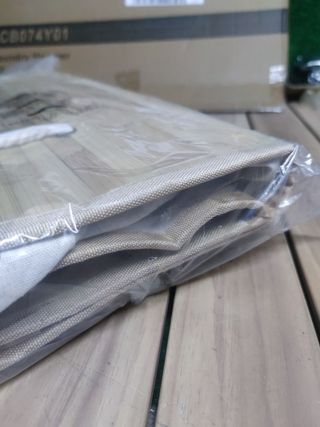 Cesta de ropa de bambú 100L SONGMICS 2 compartimentos Tapa Asas Bolsa extraíble