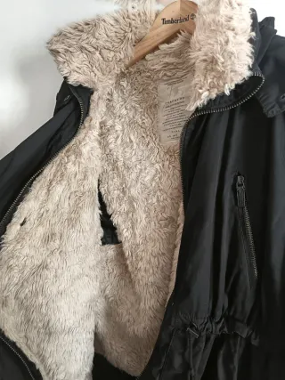 Parka Zara Mujer Borreguito Negra