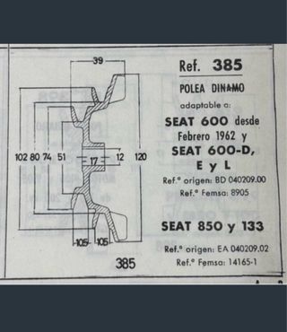 Polea Dinamo Aluminio Seat 600