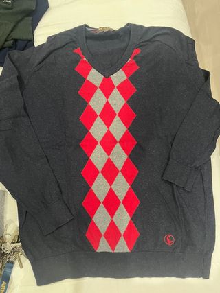 Jersey El Ganso Rombo Azul Marino y Rojo Talla XXL