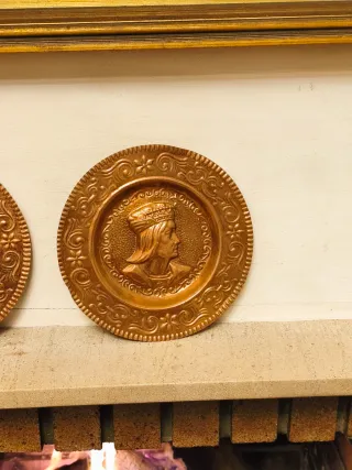 2 Piatti antichi in rame vintage da 20 cm