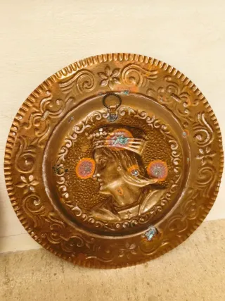 2 Piatti antichi in rame vintage da 20 cm