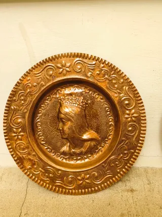 2 Piatti antichi in rame vintage da 20 cm