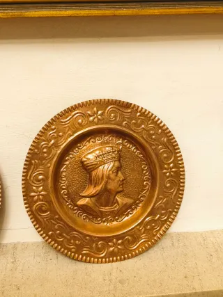 2 Piatti antichi in rame vintage da 20 cm