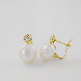 Pendientes Oro 18K Perlas y Circonitas