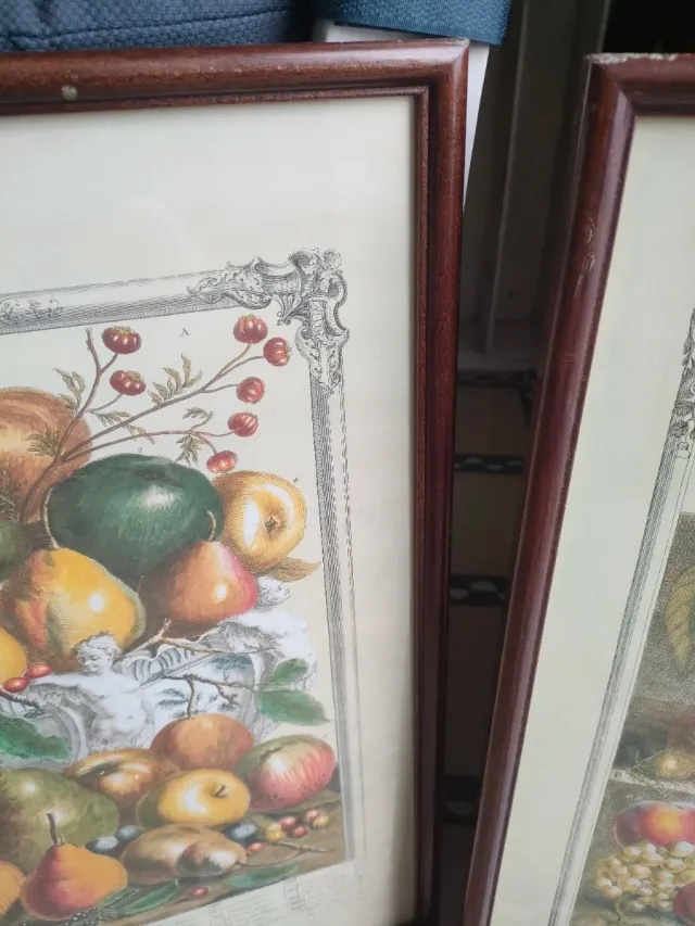 2 Cuadros Frutas Marco Madera