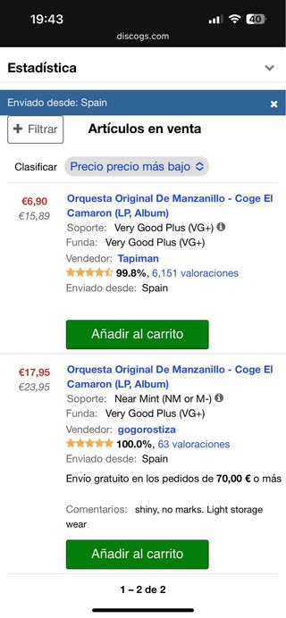 Disco vinilo Coge el Camaron