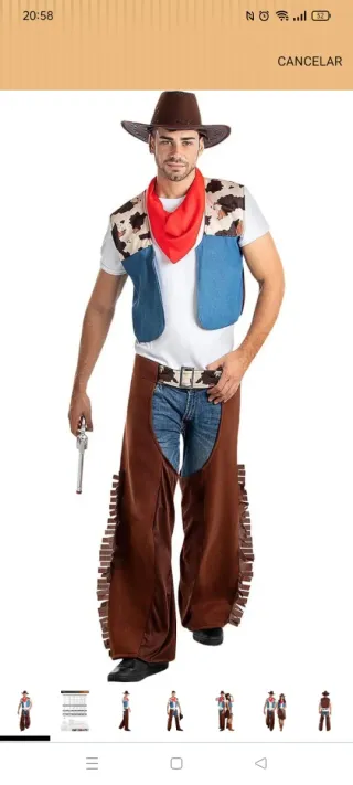 Disfraz Cowboy Chaleco y Pantalón