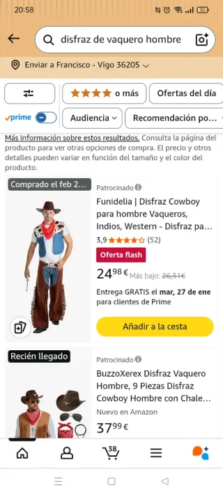 Disfraz Cowboy Chaleco y Pantalón
