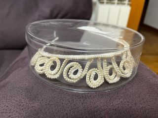 Tiara Vintage Perlas y Lentejuelas Boda