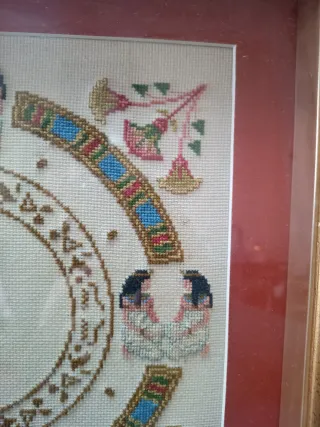 Cuadro Reloj Punto de Cruz Hecho a Mano