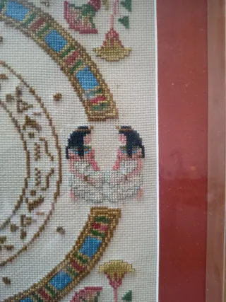 Cuadro Reloj Punto de Cruz Hecho a Mano