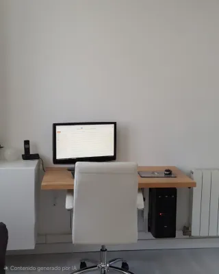 Scrivania in legno massello con ripiano