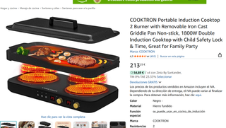 Cocina de inducción portátil COOKTRON de 2 quemado