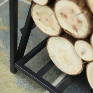 Estante para leña metálico negro