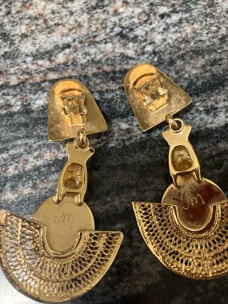 Pendientes Vintage Dorados con Malaquita