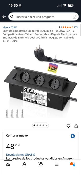 Enchufe empotrable aluminio 3500W/16A