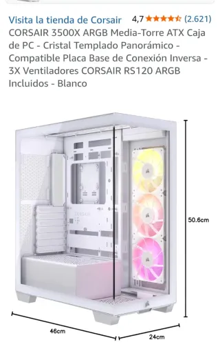 Caja PC Corsair 3500X ARGB Blanca Precintado