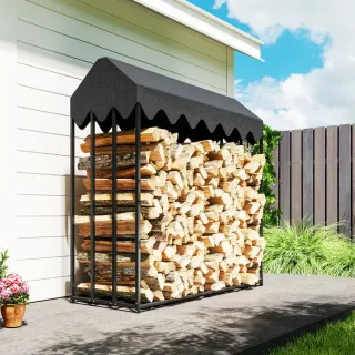 Leñero Exterior Metálico con Techo