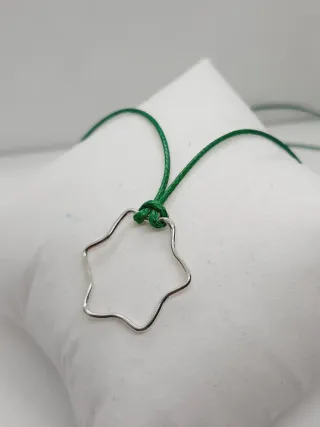Colgante Plata Estrella Cordón Cuero Verde